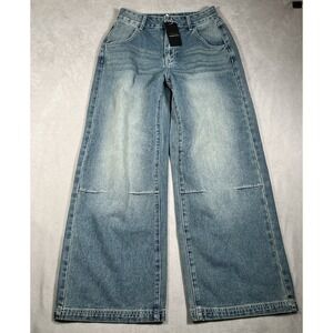 Y2K Baggy Wide Leg High Rise Jeans Women S (26x29)  Blue Light Wash NWT NVFlelix